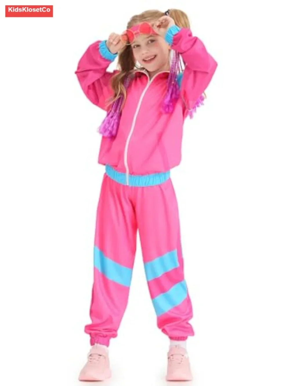 80s Retro Tracksuit Costume for Kids - 3 Piece Set Jacket Pants Headband